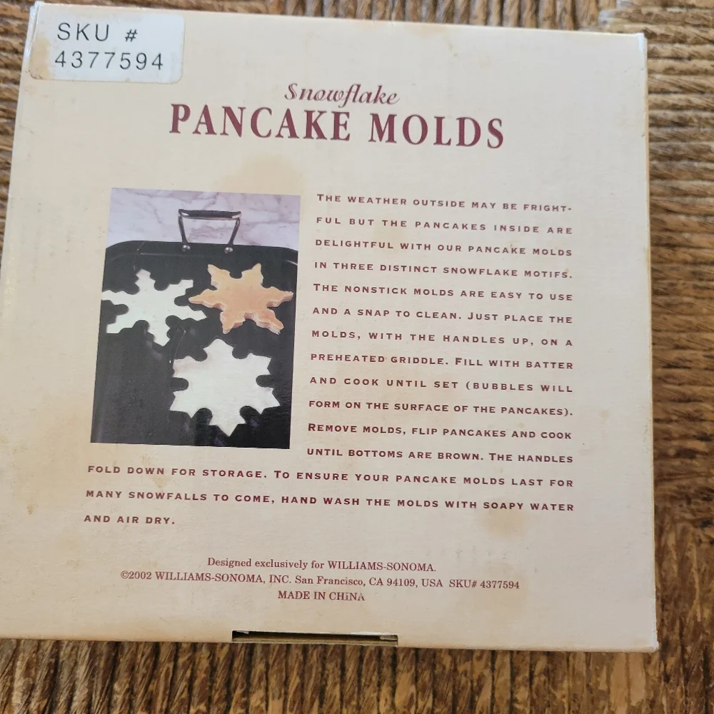 Vintage Williams-Sonoma Snowflake Pancake Molds